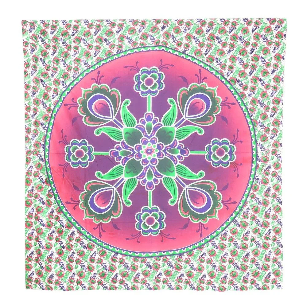 Oussum Cotton Aesthetic Room Décor Pink-Green Floral Print Wall Hanging Tapestry